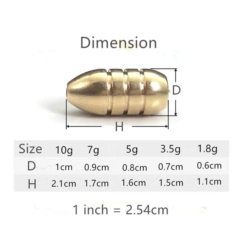 Toasis Brass Fishing Weight Texas Carolina Rig Fishing Bullet Sinker