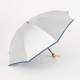 LIEBEN-0585 Folding Parasol, Large, Cooling Umbrella, UV Protection, Light Blocking, For Both Rain or Shine, 3 Folding, 23.6 inches (60 cm), Silver (Navy)