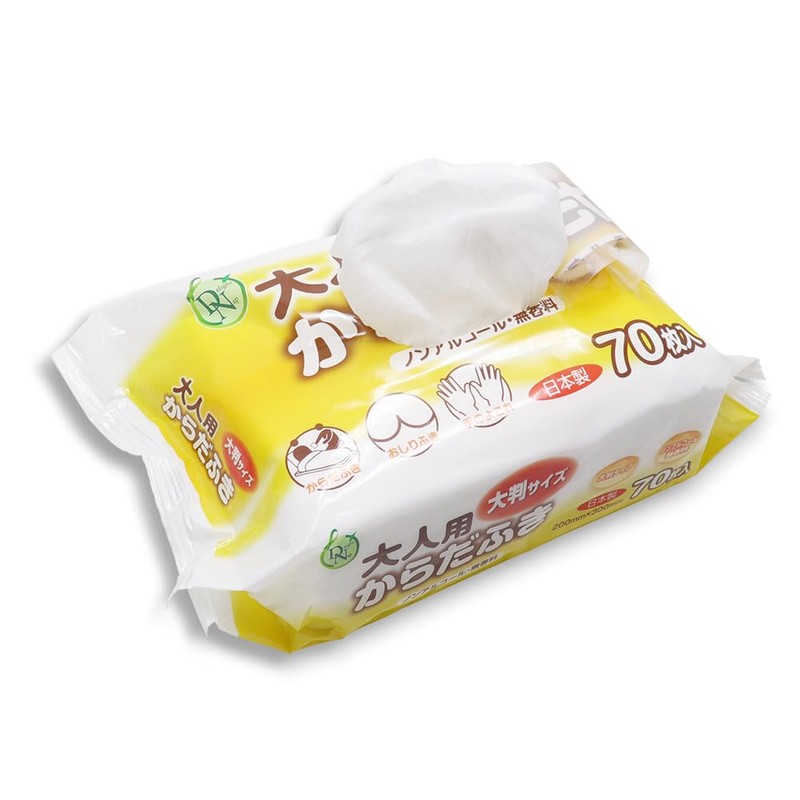 Adult Body Wipes, 70 Sheets x 3, Large Size, Wet