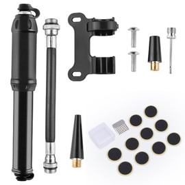 Mini Bicycle tire Pump, Portable Bicycle tire Pump with Frame Installation and Needle, Suitable for Road/Mountain/BMX Bicycles