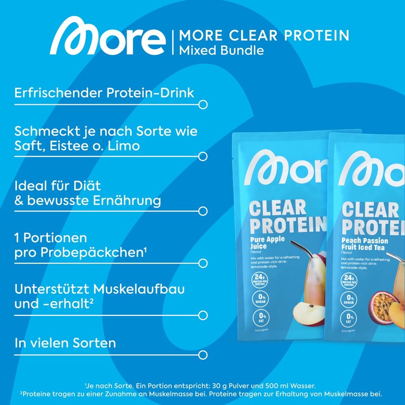 MORE Clear Protein, Probenbundle, 6 x 30 g, variable Sorten,