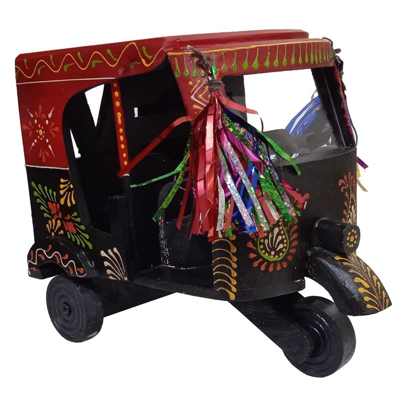Purpledip Auto01 Indian Car Rickshaw Tuk Tuk-Tuck: Decorative Handmade Accent