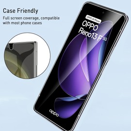 2 Pack Screen Protector for OPPO Reno 13 F/13 FS 5G + 2 Pack Camera Lens Protector,99.99% HD Full Coverage Easy Installation Round Edge Scratch Resistant Bubble Free,9H Hardness Premium Quality Film