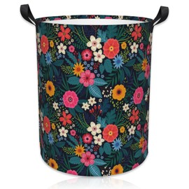 Naqiuli Laundry Basket Amazing Floral Laundry Basket Oxford Cloth Laundry Hamper Large Storage Baskets Toy Organizer Tote Bag For Bedroom Clothes Bathroom 17.3(H) x16.5(D) Inch