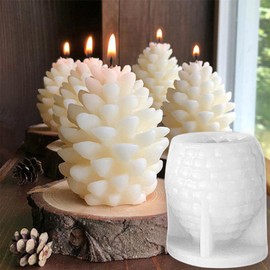 Christmas Pine Cone Candle Mold Soap Mold 3D Pinecone Silicone Candle Chocolate Concrete Clay Mold Xmas Theme Resin Concrete Mould for Xmas DIY Craft Autumn Table Home Decor Supplies