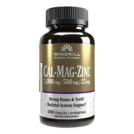 Cal Mag Zinc Windmill 100tabs Calcio Magnesio Sabor