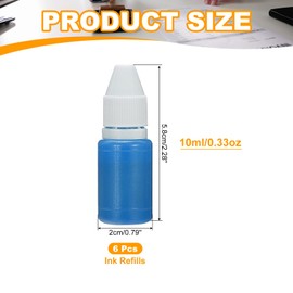 PATIKIL 0.33oz Refill Ink for Stamps and Ink Pads, 6Pcs 10ml Stamp Pad Ink Refill for Office Stamp Self Inking Stamp Date Stamp Scrapbooking, Pink Blue