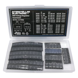 SMD Voltage Regulator Assortment, 5V, 6V, 8V, 9V, 12V, 15V, 100mA, 0.5A