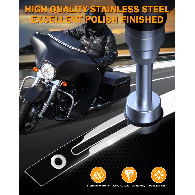 PBYMT Polished Stainless Slotted Batwing Windshield Trim Chrome Compatible for
