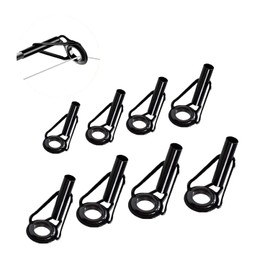 Rod Tip Repair Kit Fishing Rod Tips Replacement Kit Stainless Steel Ceramic Guides Ring, Black Wear Resistant Guide Replacement Small Kit (8 Pcs)