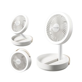 Gaiatop Foldable Small Desk Fan with LED Night Light, 6000mAh Battery Powered Portable Fan USB Rechargeable, Bedroom Office Dorm Travel Camping Essentials, Summer Gifts for Women Men Teens, 6.8in