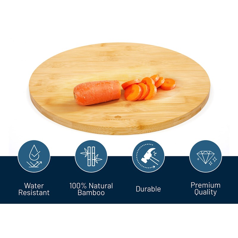 RoyalHouse Natural Bamboo Round Cutting Board for Kitchen, Chopping Boards