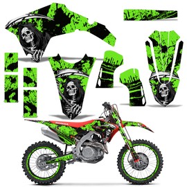 Wholesale Decals MX Dirt Bike Graphics kit with Number Plate Sticker Decals Compatible with Honda CRF450 CRF450R CR450RW 2021 - Reaper V2 Green