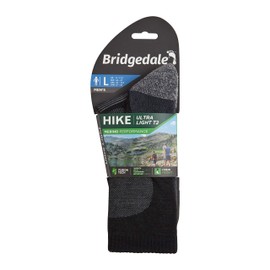 Bridgedale Men's Ultra Light Crew Merino Endurance Socks, Medium, Black