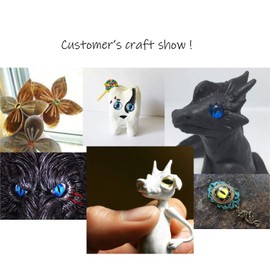 Julie Wang 40PCS/Pack Wholesale in Bulk Assorted 15mm Round Glass Dragon Eye Covered Cabochons for Doll Making and Jewelry Settings