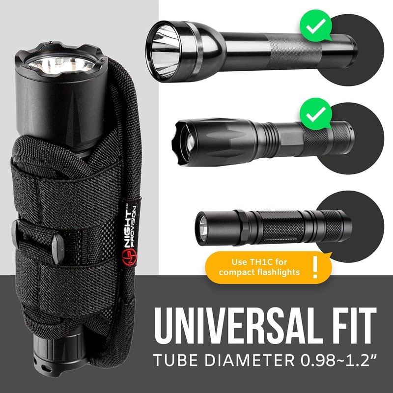 [2024] TH1 Tactical Flashlight Holster Duty Belt Pouch Open-end Stretchable