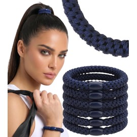 Baesics Hair Scrunchies Navy Pack of 6 - Elastic Gentle for Women