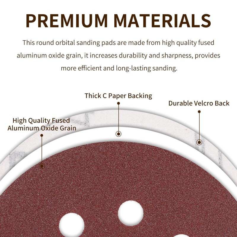 Pack of 100 Sandpaper 125 mm Velcro, 100 Grit 8