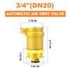 GASHER 2PCS Automatic Air Vent Valve, 3/4" DN15 Air Release