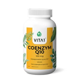 VITA1 Coenzyme Q10 with 100 mg Vegan Capsules 120 Capsules Natural Coenzyme Q10 in Practical 4 to 8 Month Supply Free of Flavours, Dyes