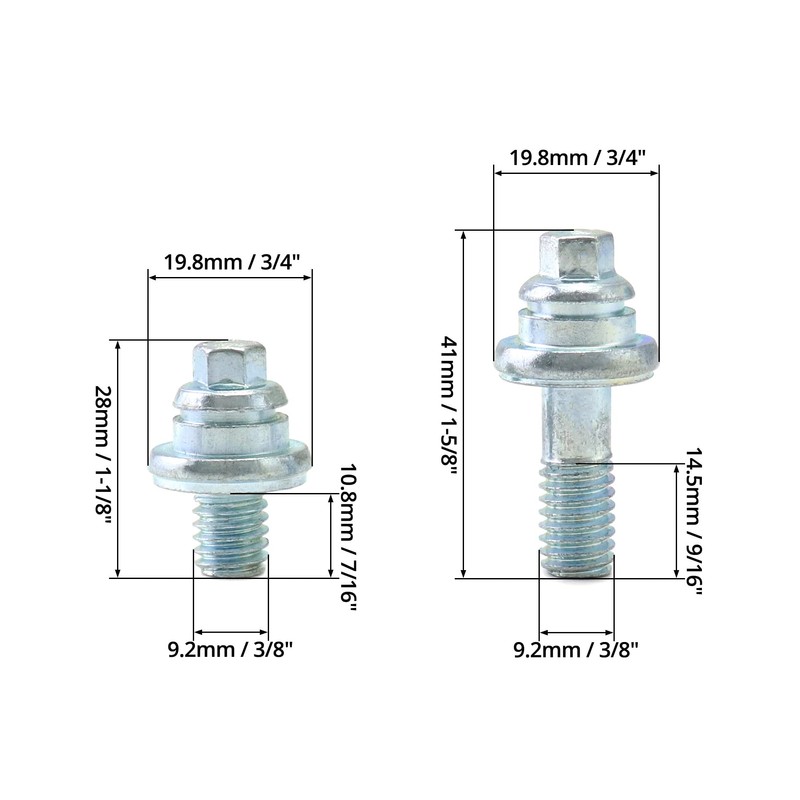 QWORK Side Post Battery Terminal Bolt, 4 Pairs 3/8" Standard