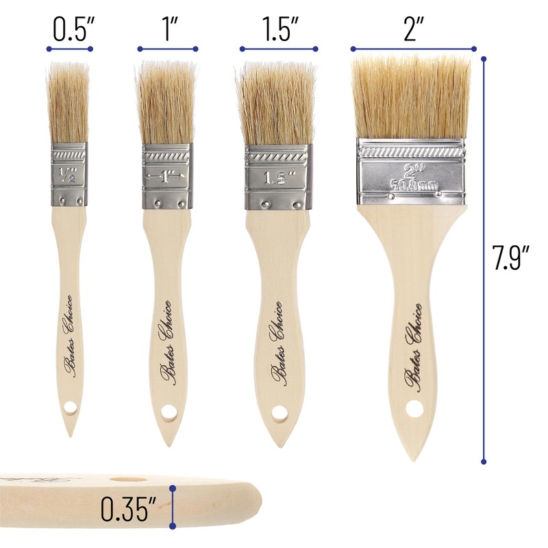 Bates- Natural Bristle Brush Set - Assorted Sizes, 24 Pack,