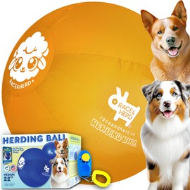 Race&Herd Original 22" Herding Ball for Dogs - Training Toy for Australian Shepherd, Cattle Dogs, Border Collie, Blue Heelers - Horse Ball (Yellow)