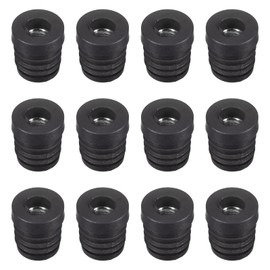 uxcell 12Pcs Inserts for Round Tubes with M8 Thread, for 19mm/0.75" OD Round Tube, Round Black Plastic Plug Caster Insert Chair End Caps Furniture Leg Plug