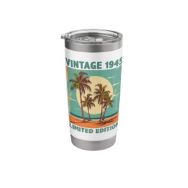 Funny 80th Birthday Decorations Vintage 1945 80 Years Old Stainless Steel Insulated Tumbler