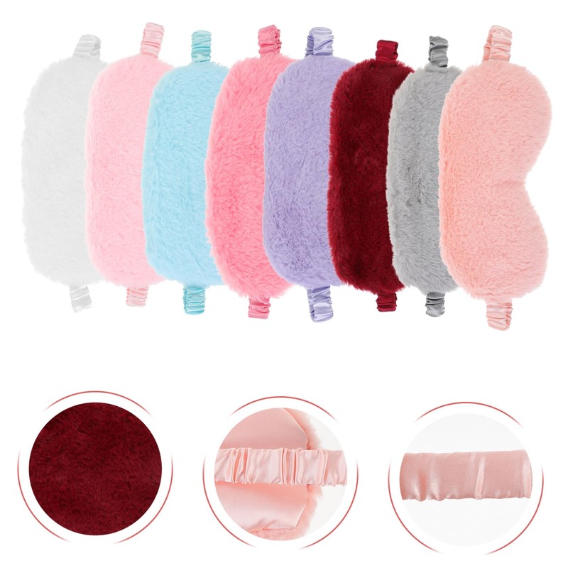 TOVINANNA 8Pcs Fluffy Eye Masks Skin Friendly Sleeping Blindfolds Comfortable