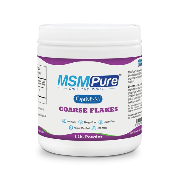 Kala Health MSMPure MSM - 1 lb Coarse Powder Flakes, 99.9% Pure Distilled Organic Sulfur Crystals for Joint Health, Skin & Hair, Made in The USA