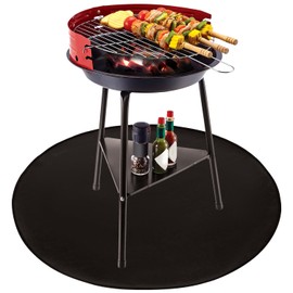 QWORK® Fireproof Underlay Round 100 cm - Fire Protection Mat for Fire Bowl and Grill - Foldable and Easy to Clean