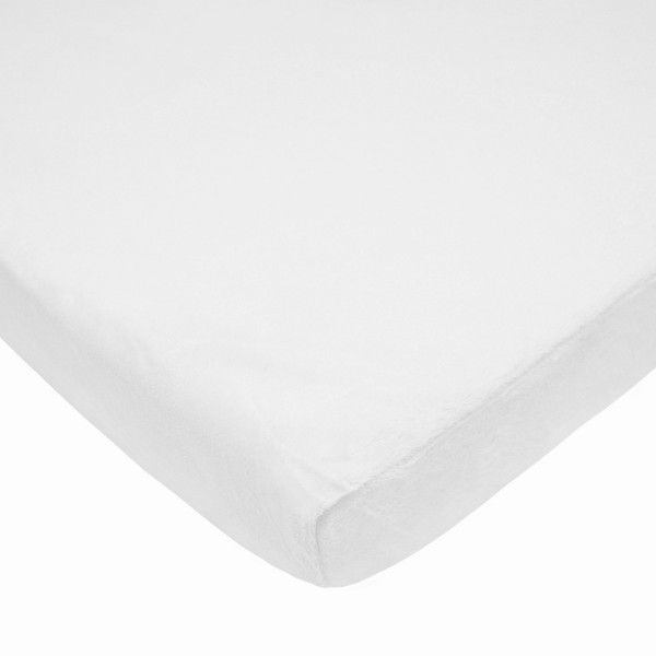 TL Care Heavenly Soft Chenille Mini Crib Sheet, White, 24 x 38, for Boys and Girls