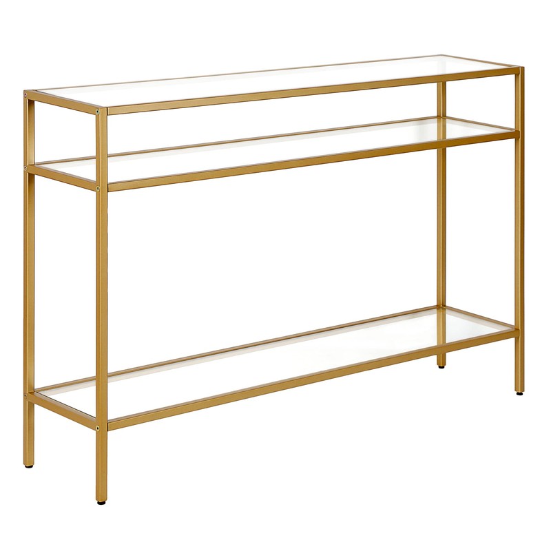 Siviline 42'' Wide Rectangular Console Table in Brass