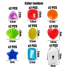 DHSBGWSX 16 Pieces Colourful Gemstones, 1 Piece Storage Bag, Diving Gemstone Toy, Kids Swimming Gemstone Set, Sinking Diving Gemstones, Luminous Gemstones, Swimming and Diving Toys