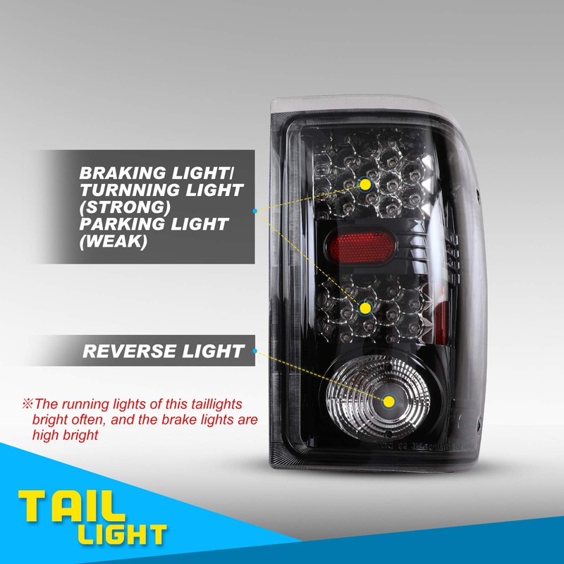 AUTOWIKI LED Tail Lights For 2001-2005 Ford Ranger Rear Lamps