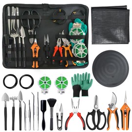 Bonsai Tool Kit - Mini Garden Tools, Bonsai Wire Kit, Repotting Mat for Indoor Plants, Bonsai Tools, Succulent Tools, Bonsai Tree Kit Tools for Beginners, Bonsai Turntable, Transplanting Tool