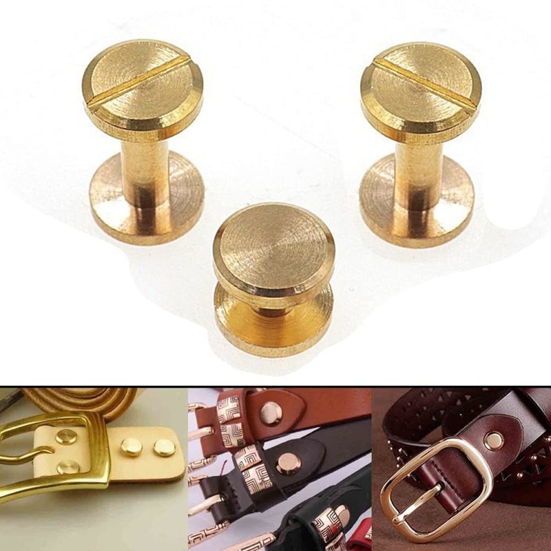 20PCS Round Belt Screw Leather Craft Chicago Nail Brass Rivets