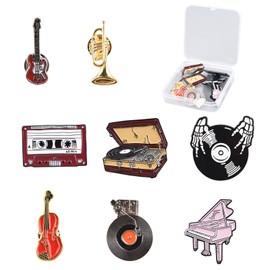 HICOHAND Brooch Set, Enamel Needle Cartoon Daily Life Decoration Enamel Brooch Set, Neutral Children's and Women's Clothing Decoration, Music, Metal, alloy
