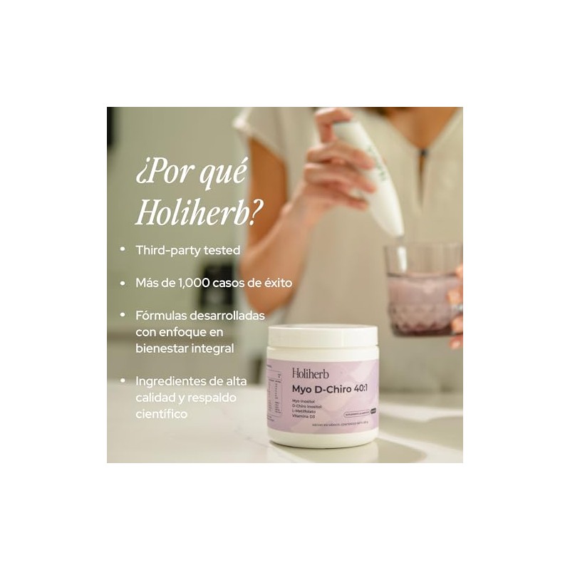 Holiherb Myo Chiro Inositol Metil Folato Suplemento Polvo Días