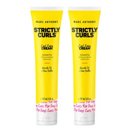 Marc Anthony Crema mejoradora de rizos, estrictamente rizada, manteca de karité, vitamina E y aceite de aguacate suaviza y define los rizos gruesos, producto de peinado antifrisz sin sulfatos para cabello rizado y ondulado, 2 unidades