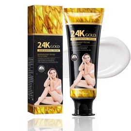24-K Gold Hair Removal Cream, Sensitive Hair removal Cream for Feet & Body, Painless Depilatory Cream for Underarms, Legs and Arms, Face Hair Remover for Women & Men, Easy & Safe, 100G