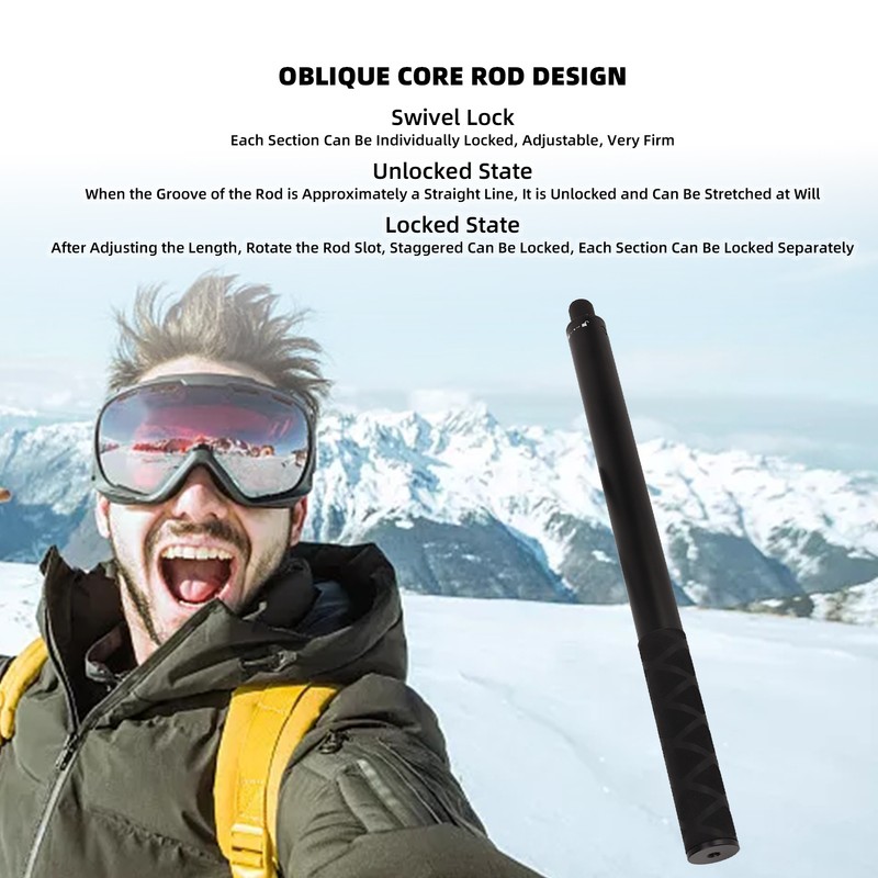Invisible Selfie Stick with Screw Bar Portable Extendable Selfie Stick