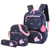 VIDOSCLA 3Pcs Crown Prints Backpack Sets Bowknot Primary Schoolbag Travel