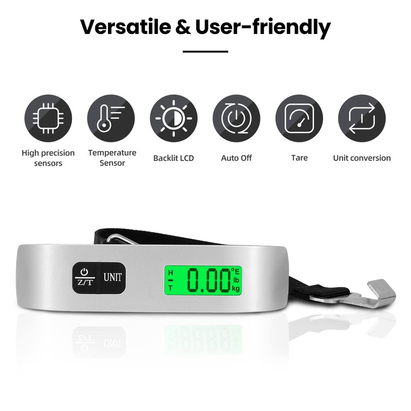 BAGAIL Digital Luggage Scale, 110lbs Hanging Baggage Scale with Backlit