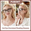 PUBOWT Oversized Reading Glasses for Women Cat Eye Style Blue