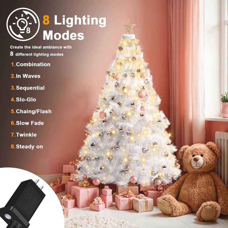 cshare White Christmas Tree Lights, White Wire 400LED Christmas Lights