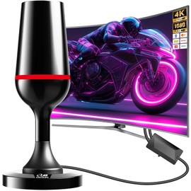 Antenna TV Interna, Antenna TV da Interna amplificata, ricezione terrestre 500 km con base magnetica stabile. Il booster integrato supporta TV 4K/1080P per canali HD locali