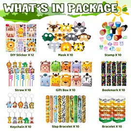 Jungle Safari Party Favors Set 92 PCS Wild Animals Set for Kids Birthday Gifts, Wild Theme Party favors for Kids Birthday Party Baby Shower Goodie Bag Fillers Jungle Safari Party Supplies (Animal Pro)