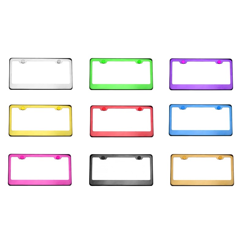 KA T304 Candy Purple License Plate Frame Stainless Steel Silver